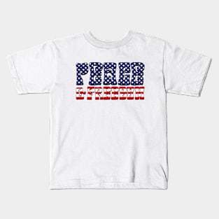 Peace & Freedom - USA Flag Kids T-Shirt